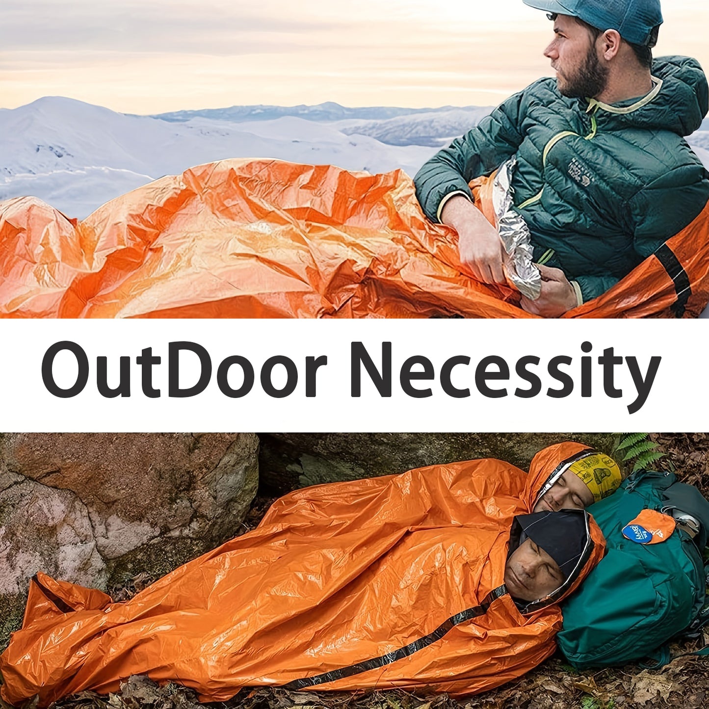 Portable Lightweight Emergency Sleeping Bag, Blanket, Tent - Thermal Bivy