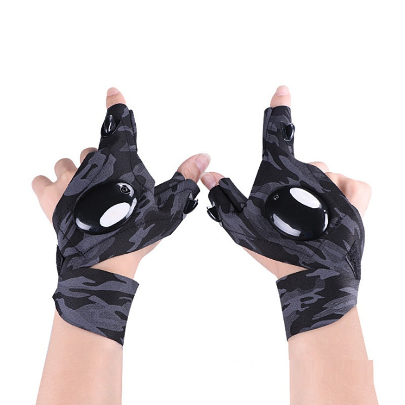 LED Outdoor Flashlight Fishing Half Finger Gloves Sports Lighting Fishing Gloves Lighted Gloves - My Store