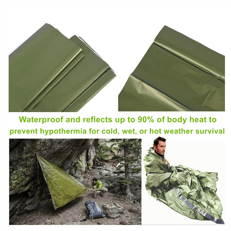 Portable Lightweight Emergency Sleeping Bag, Blanket, Tent - Thermal Bivy